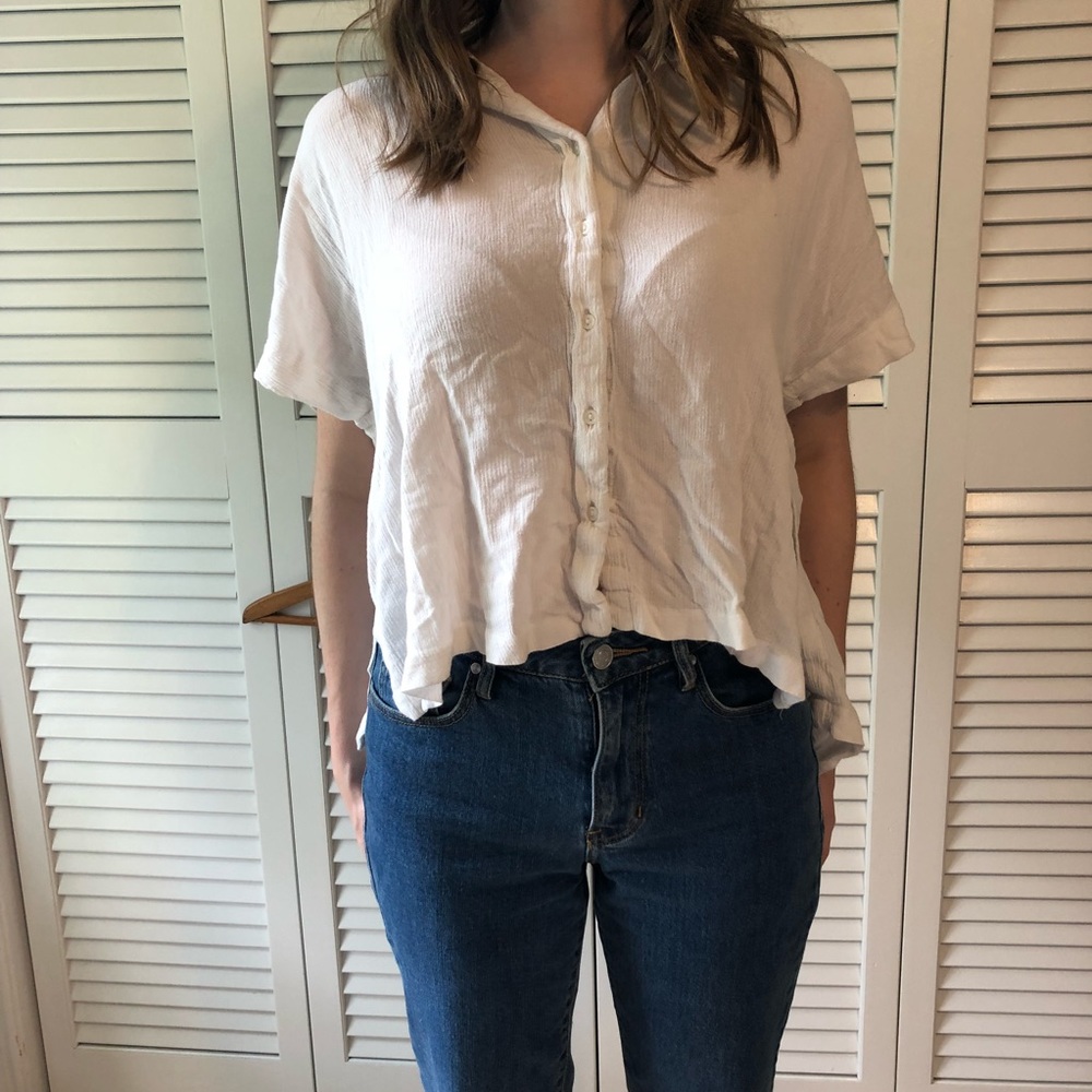 White button up blouse
